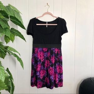 Kiwi Black & Floral Skater Dress